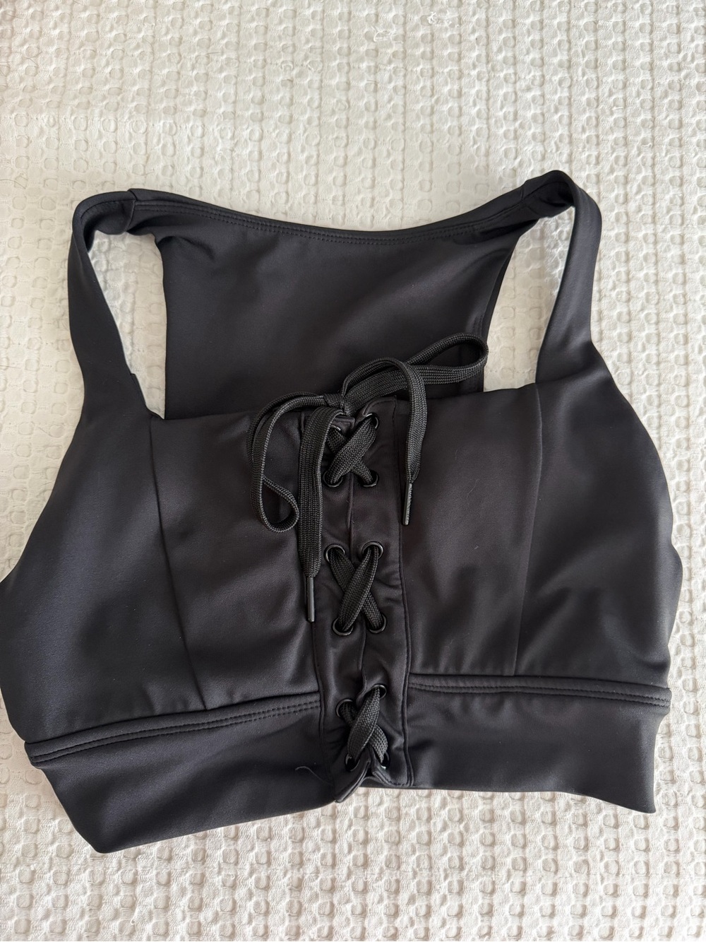 BuffBunny Black Lace-Up Sports Bra